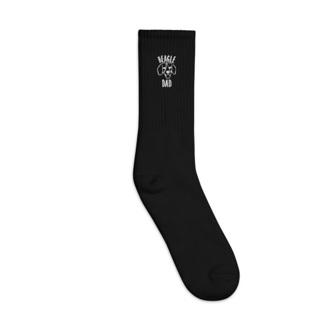 black beagle dad silhouette embroidered sock right view