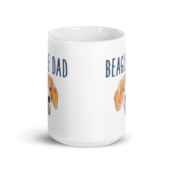 white beagle dad watercolor head mug 15 oz front view