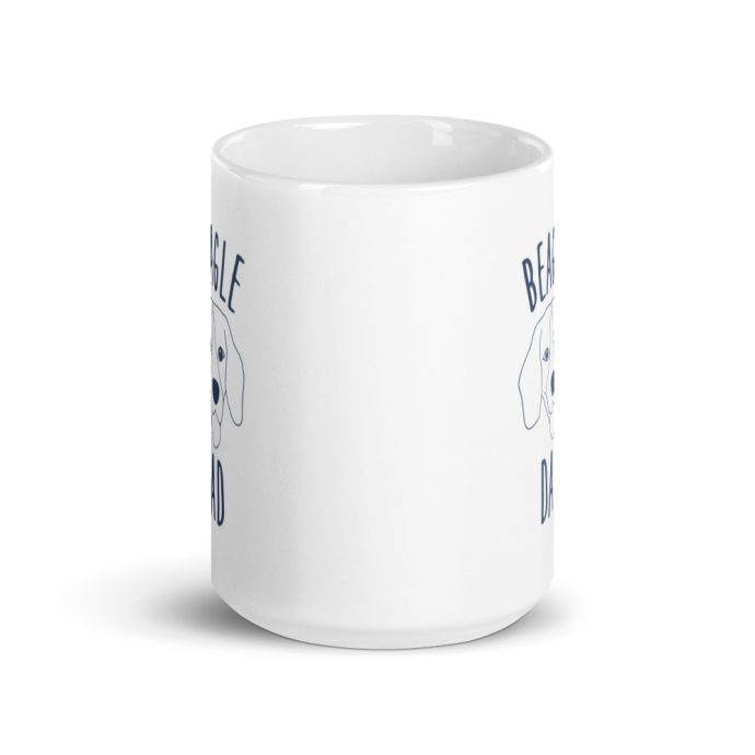white beagle dad silhouette mug 15 oz front view