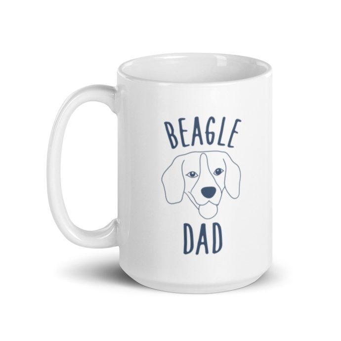 white beagle dad silhouette mug 15 oz left view