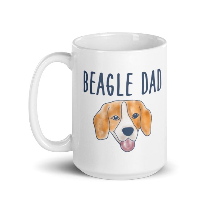 white beagle dad watercolor head mug 15 oz left view