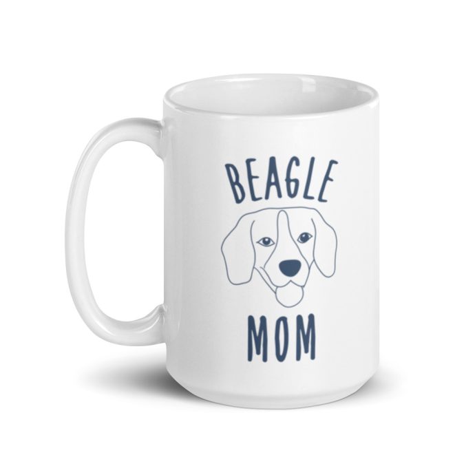 white beagle mom silhouette mug 15 oz left view