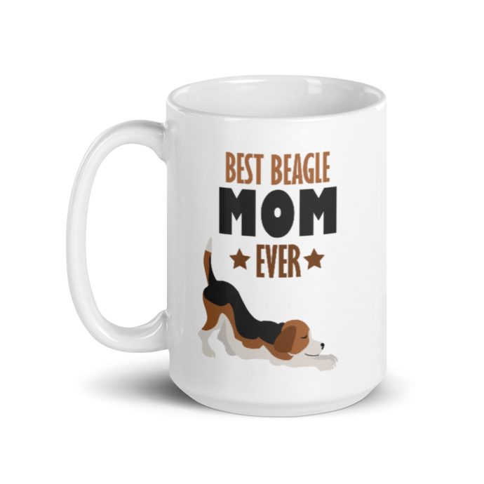 white best beagle mom ever mug 15 oz left view