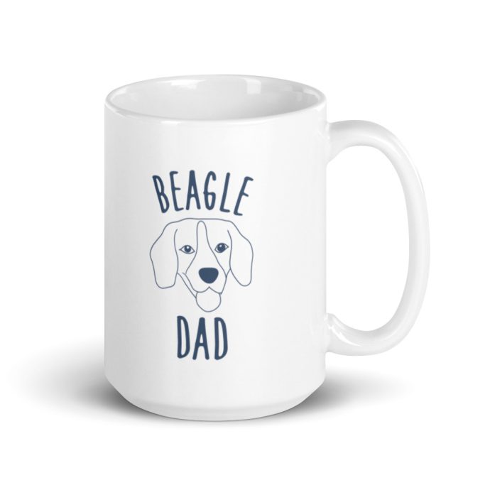 white beagle dad silhouette mug 15 oz right view