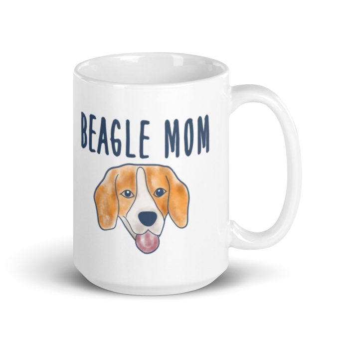 white beagle mom watercolor head mug 15 oz right view