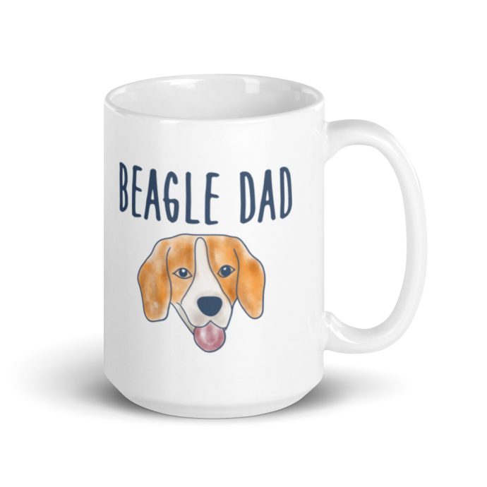 white beagle dad watercolor head mug 15 oz right view