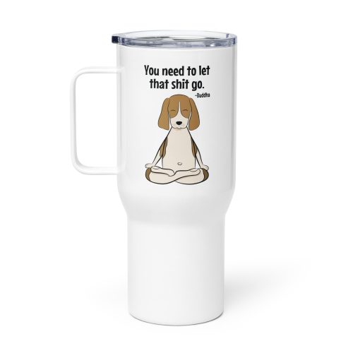 buddha beagle travel mug right side view