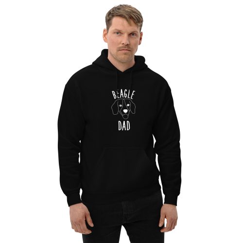 black beagle dad silhouette hoodie with guy front view