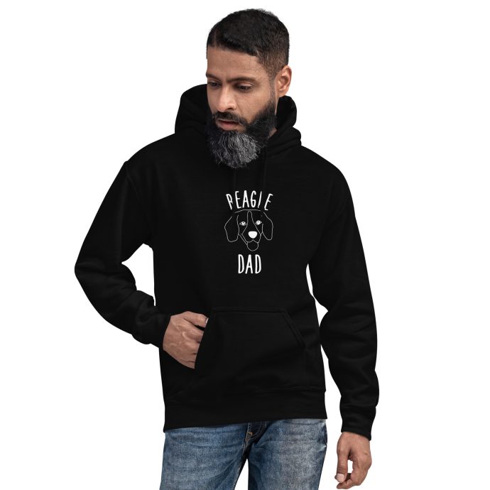 black beagle dad silhouette hoodie with left front view