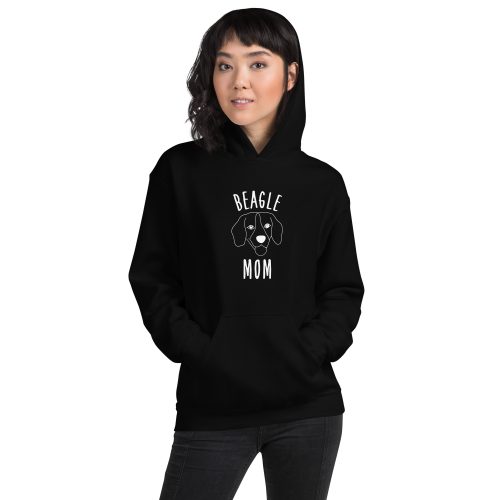 black beagle mom silhouette hoodie left front view