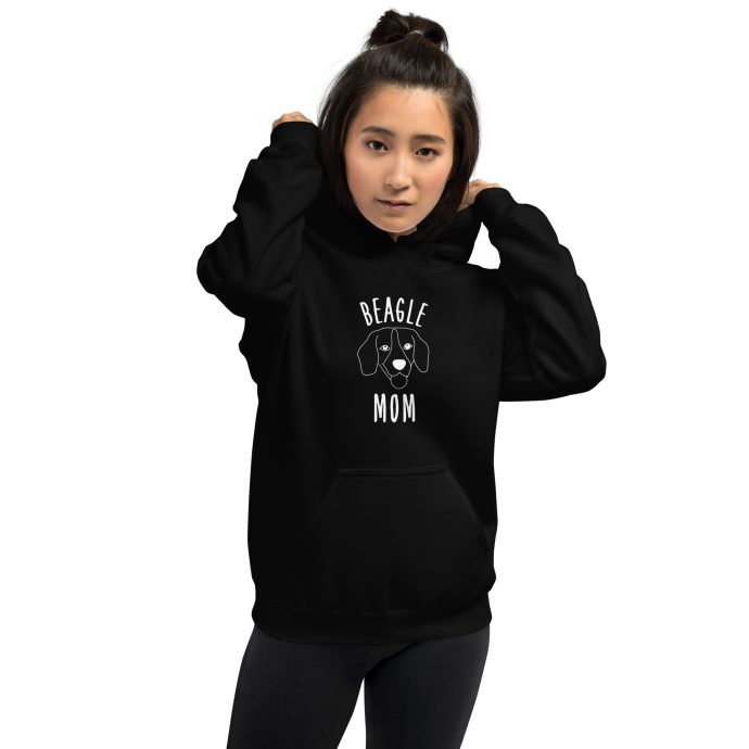 black beagle mom silhouette hoodie with girl front view