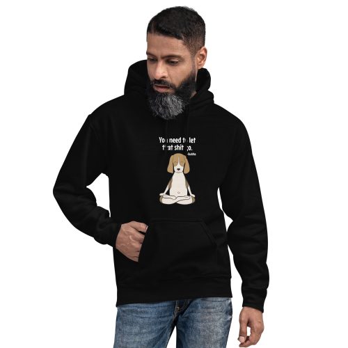 buddha beagle hoodie sweatshirt with guy front view