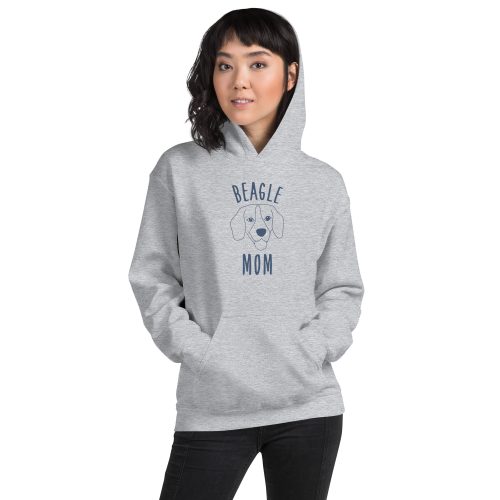 grey beagle mom silhouette hoodie left front view