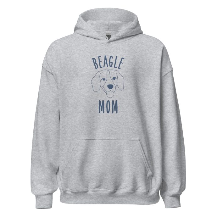 grey beagle mom silhouette hoodie front view