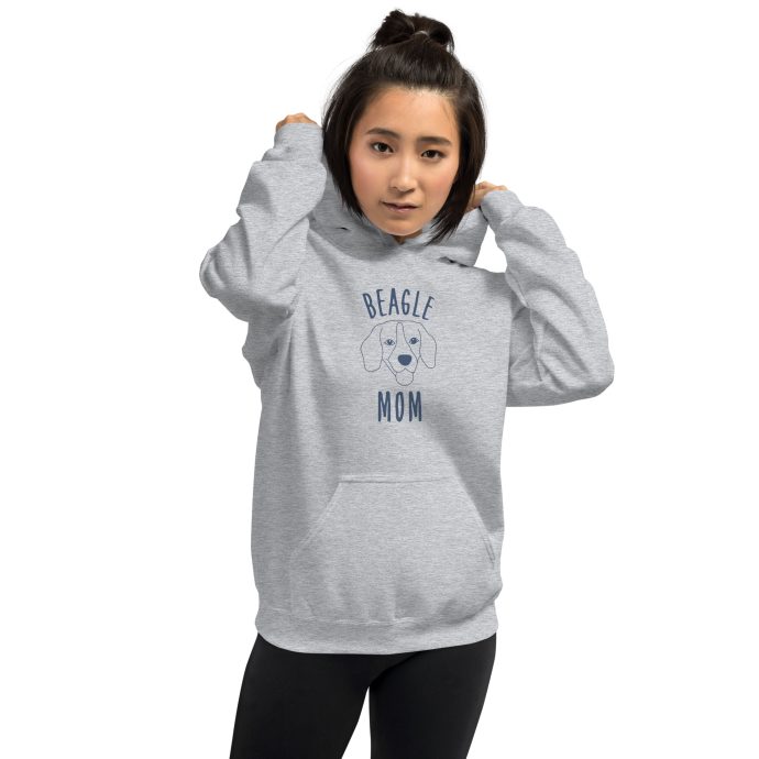 grey beagle mom silhouette hoodie with girl front view