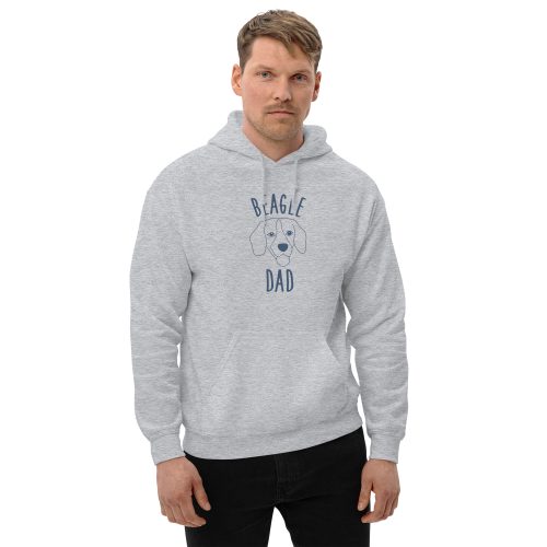 grey beagle dad silhouette hoodie with guy front view