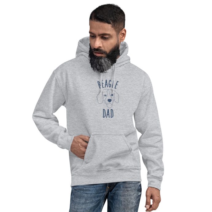grey beagle dad silhouette hoodie left front view