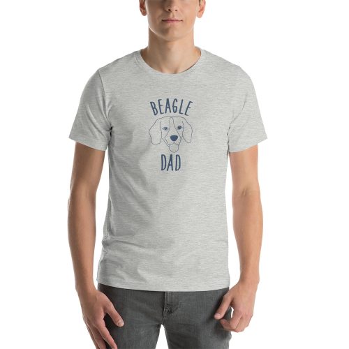 grey beagle dad silhouette t-shirt with guy front view