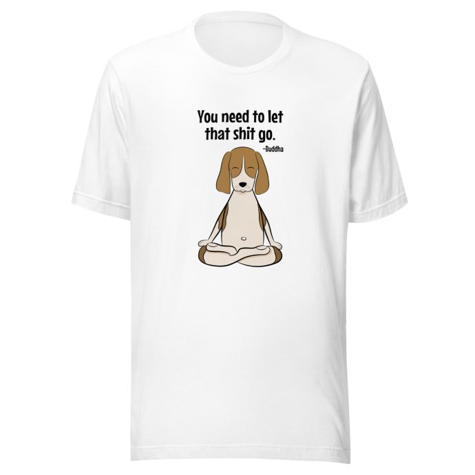white buddha beagle t-shirt front view