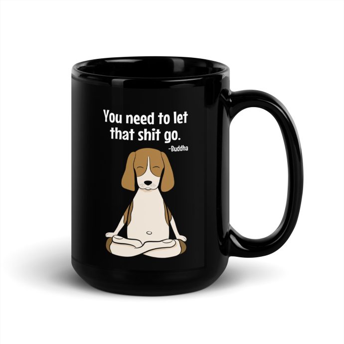 black buddha beagle mug 15 oz left view