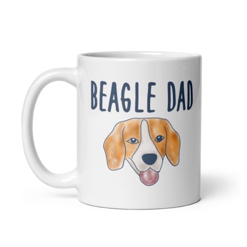 white beagle dad watercolor head 11 oz right view
