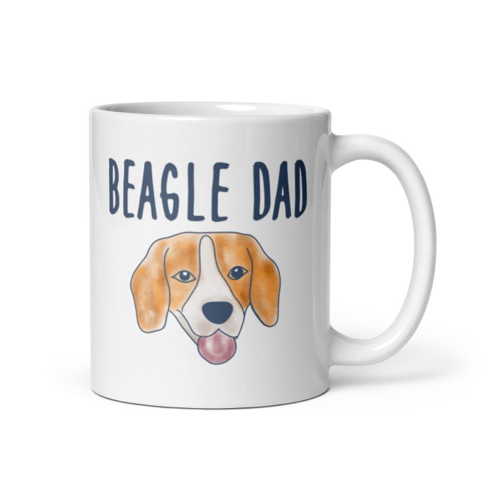 white beagle dad watercolor head 11 oz left view