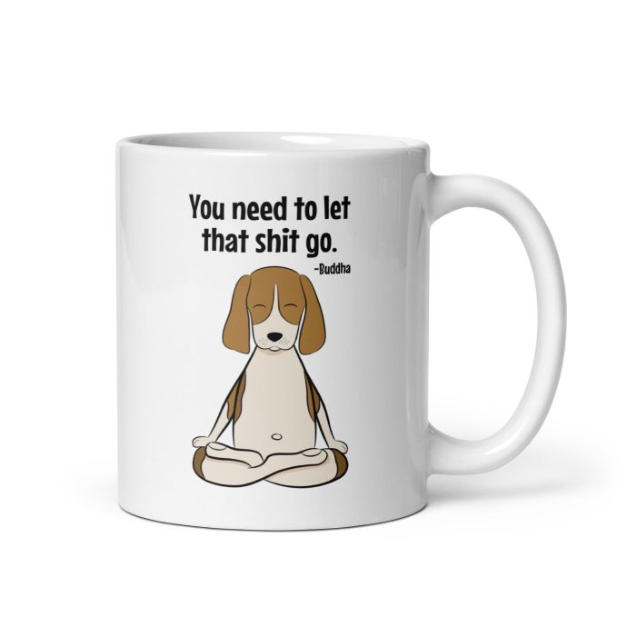 white buddha beagle mug 11 oz left view