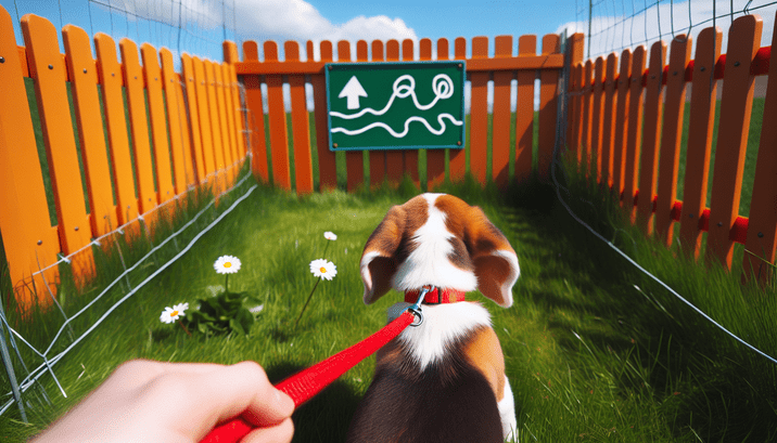 Beagle pup in a designated potty area