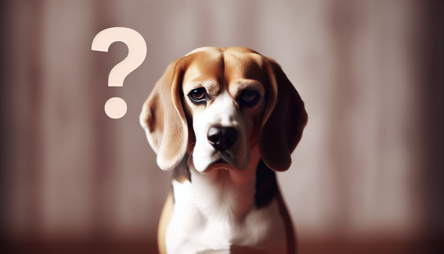 beagle with a sad expression and unsure