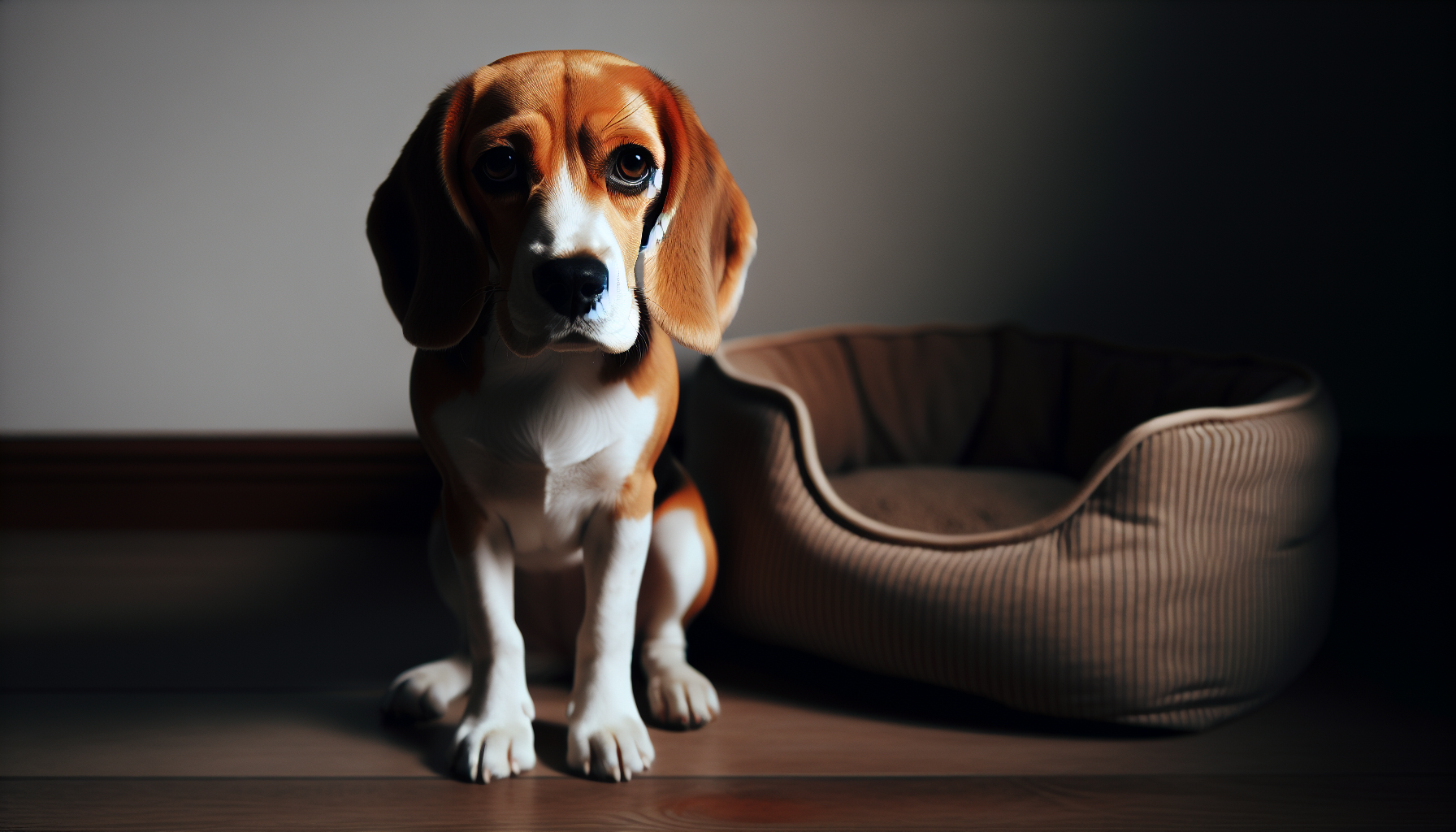 Beagle with a sad expression