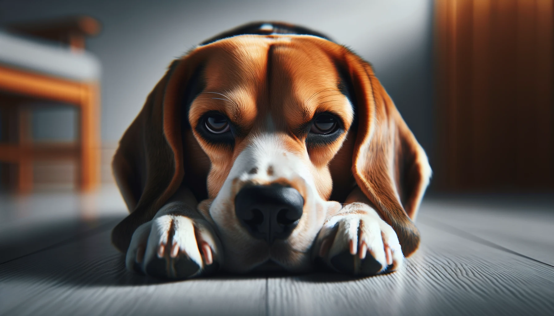 A Beagle showing signs of boredom