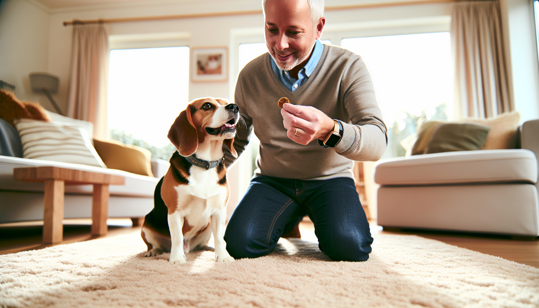 Beagle being rewarded