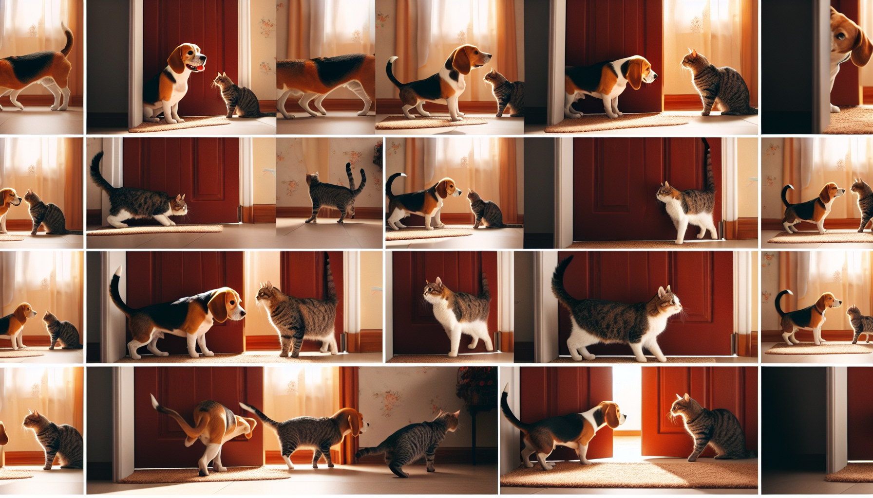 beagle and cat introduction story board