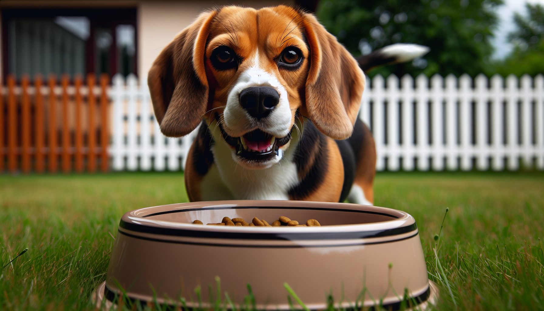 Beagle showing territorial behavior