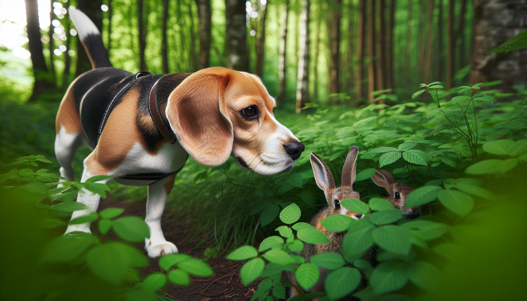 Beagle hunting rabbits
