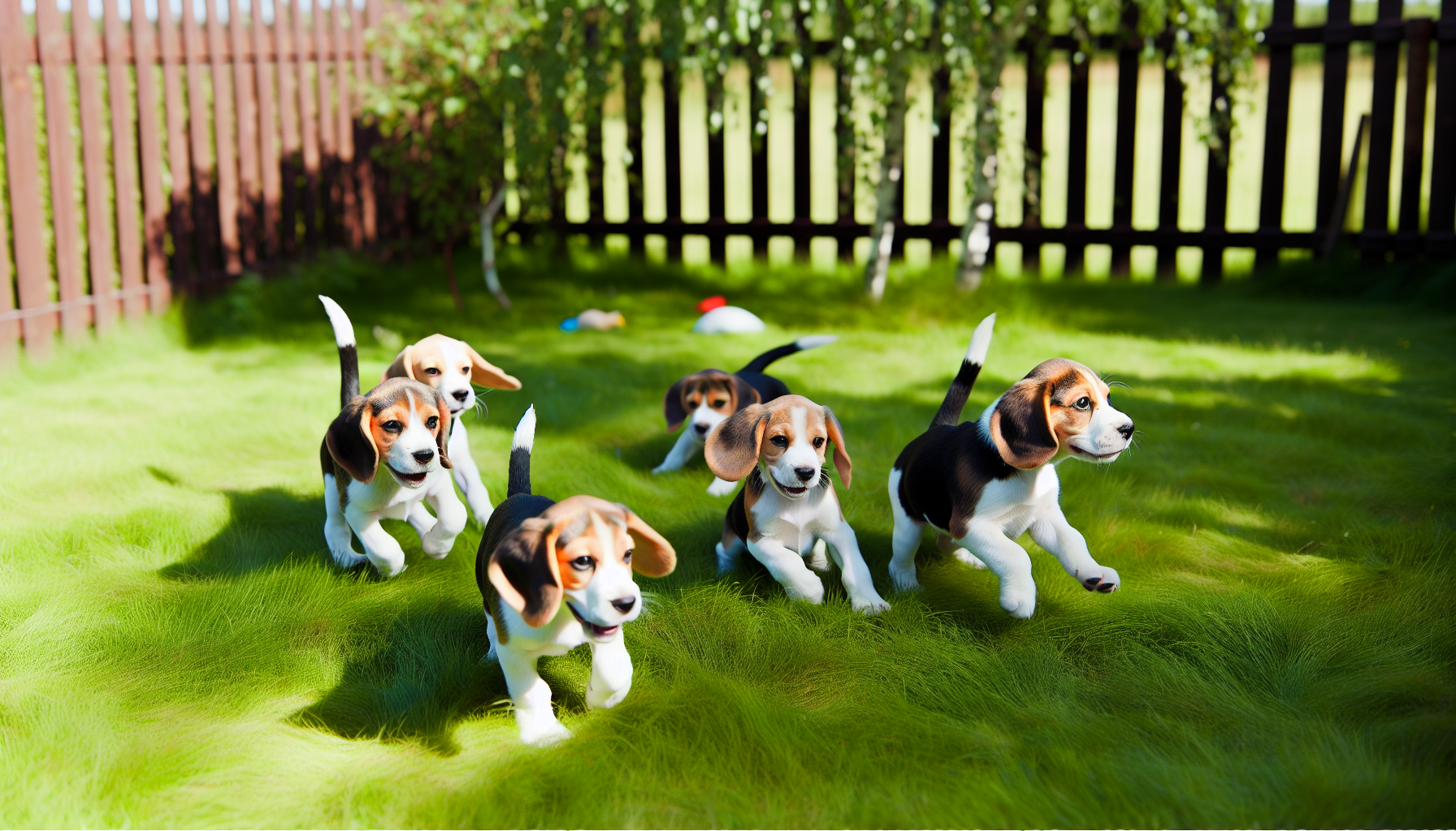 happy beagle puppies