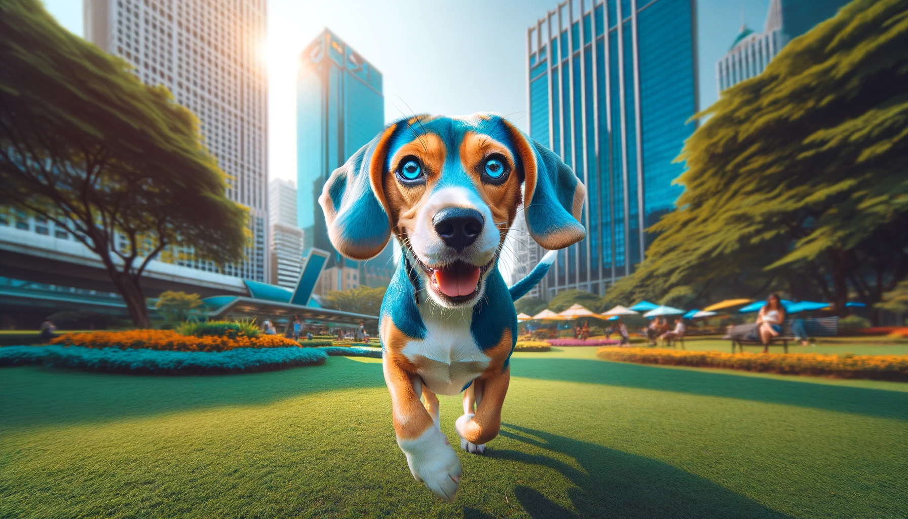 Beagle in a city park