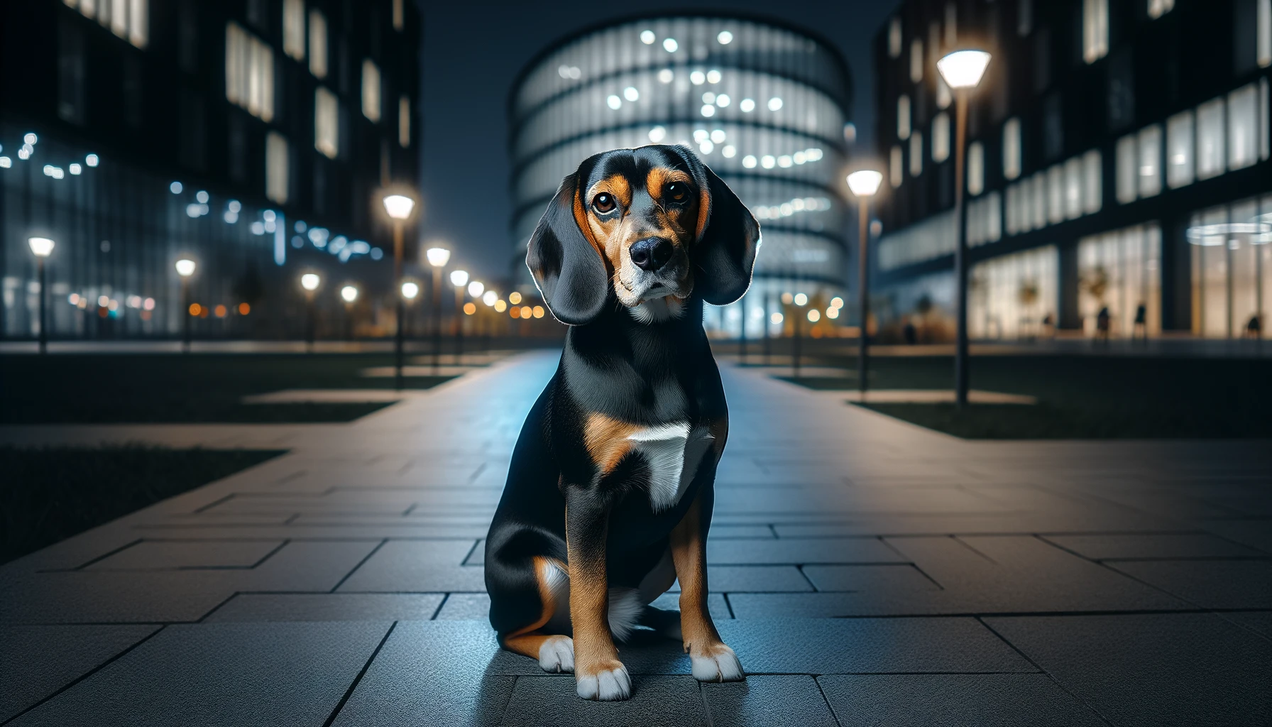 Beagle in an urban park