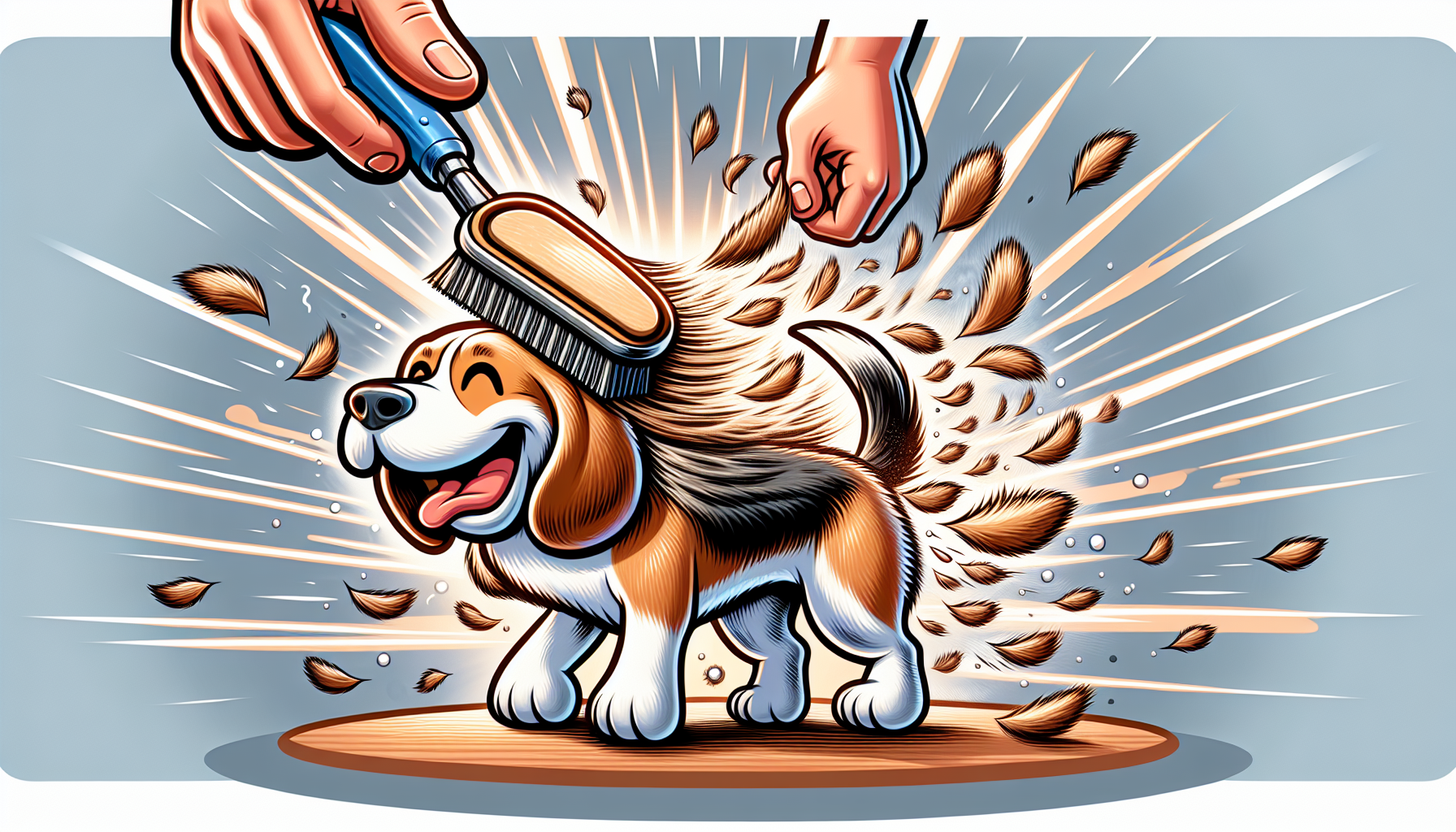 Beagle being groomed