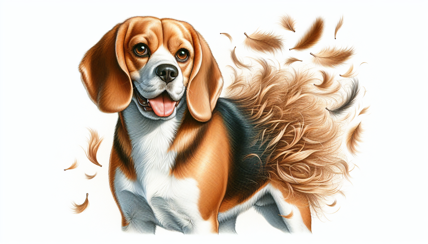 Beagle shedding its fur
