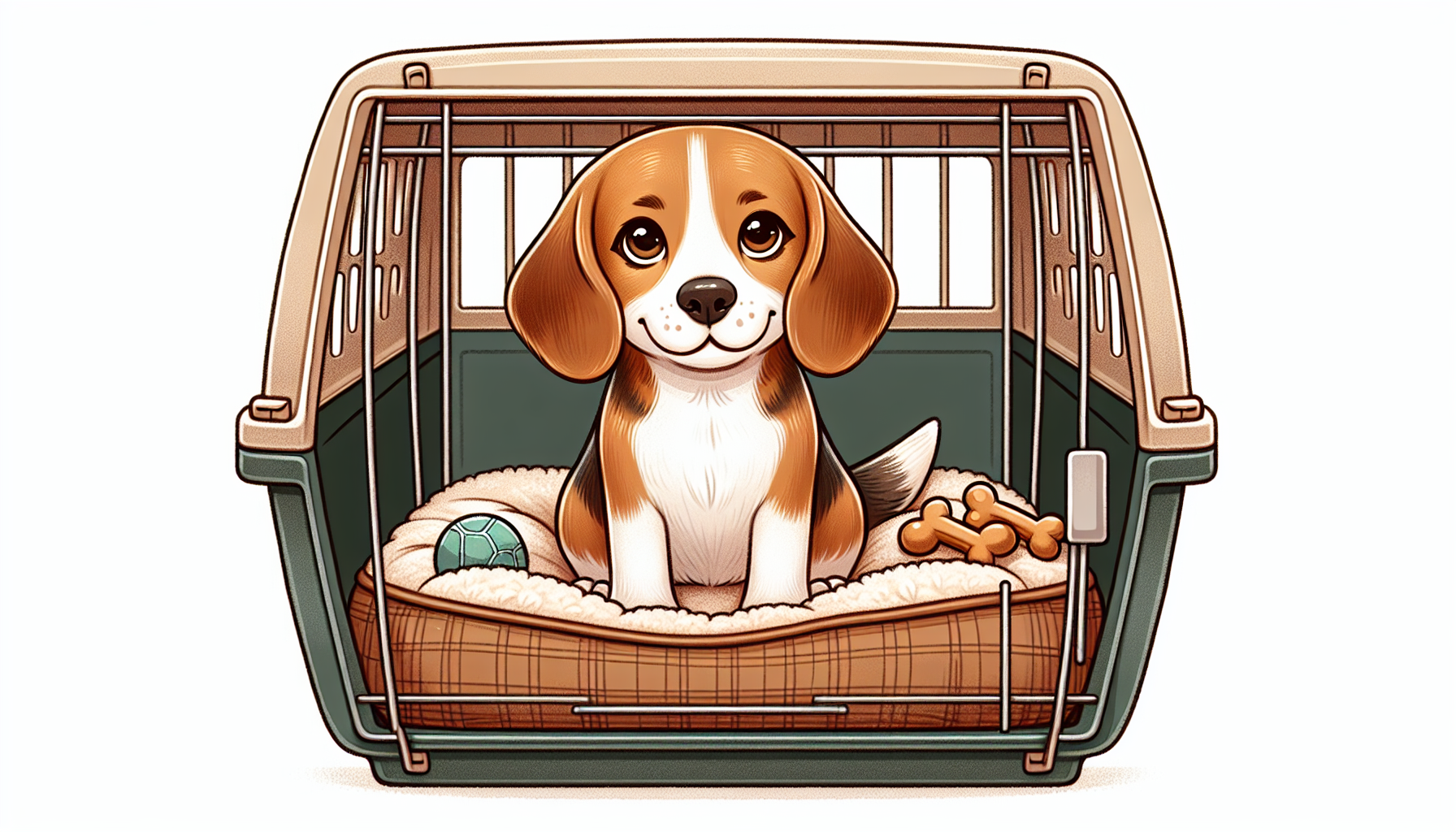 Beagle in a crate