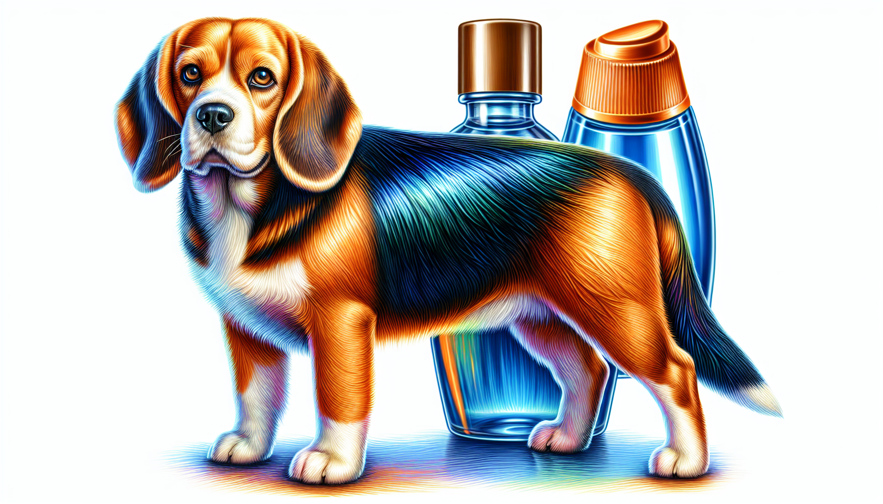 Beagle Using Coat Enhancers