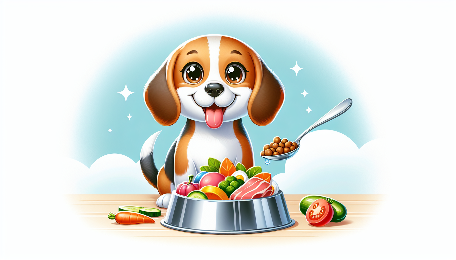 Beagle enjoying a balanced meal 