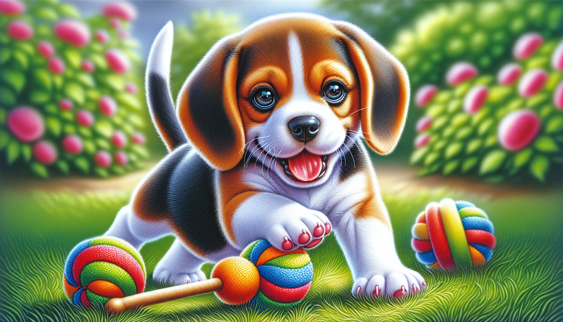 energetic beagle puppy playing