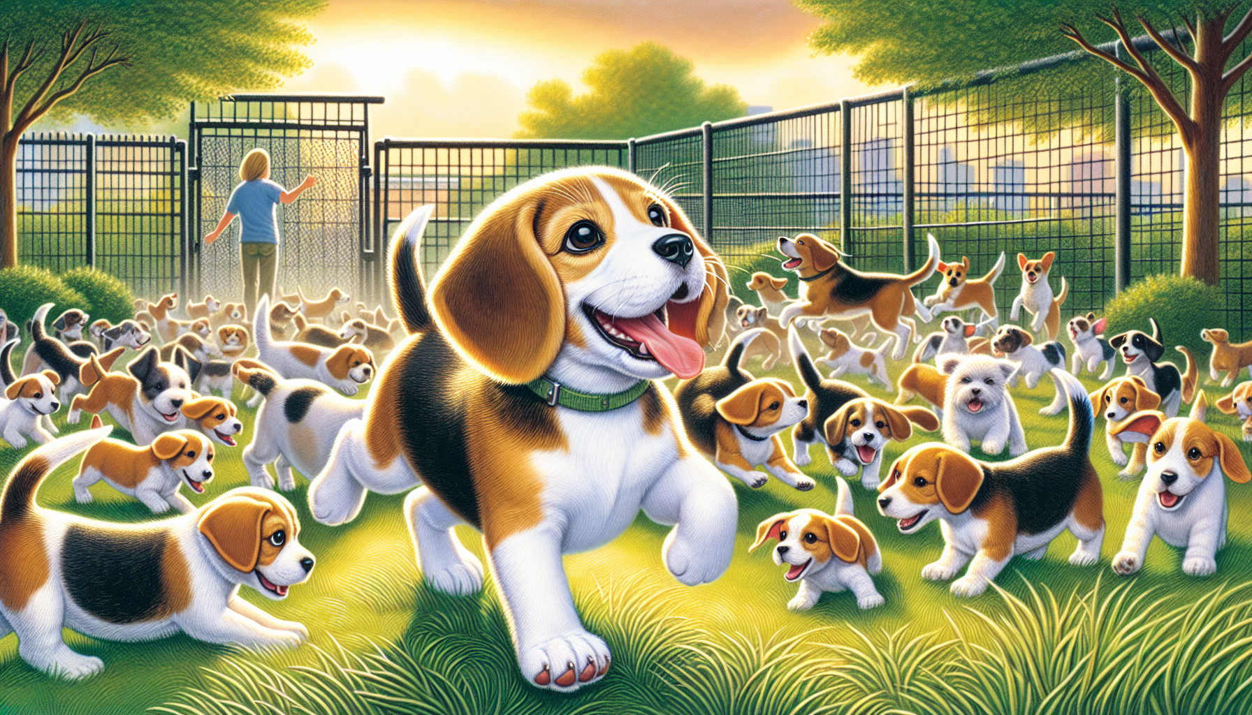 beagle puppy socializing