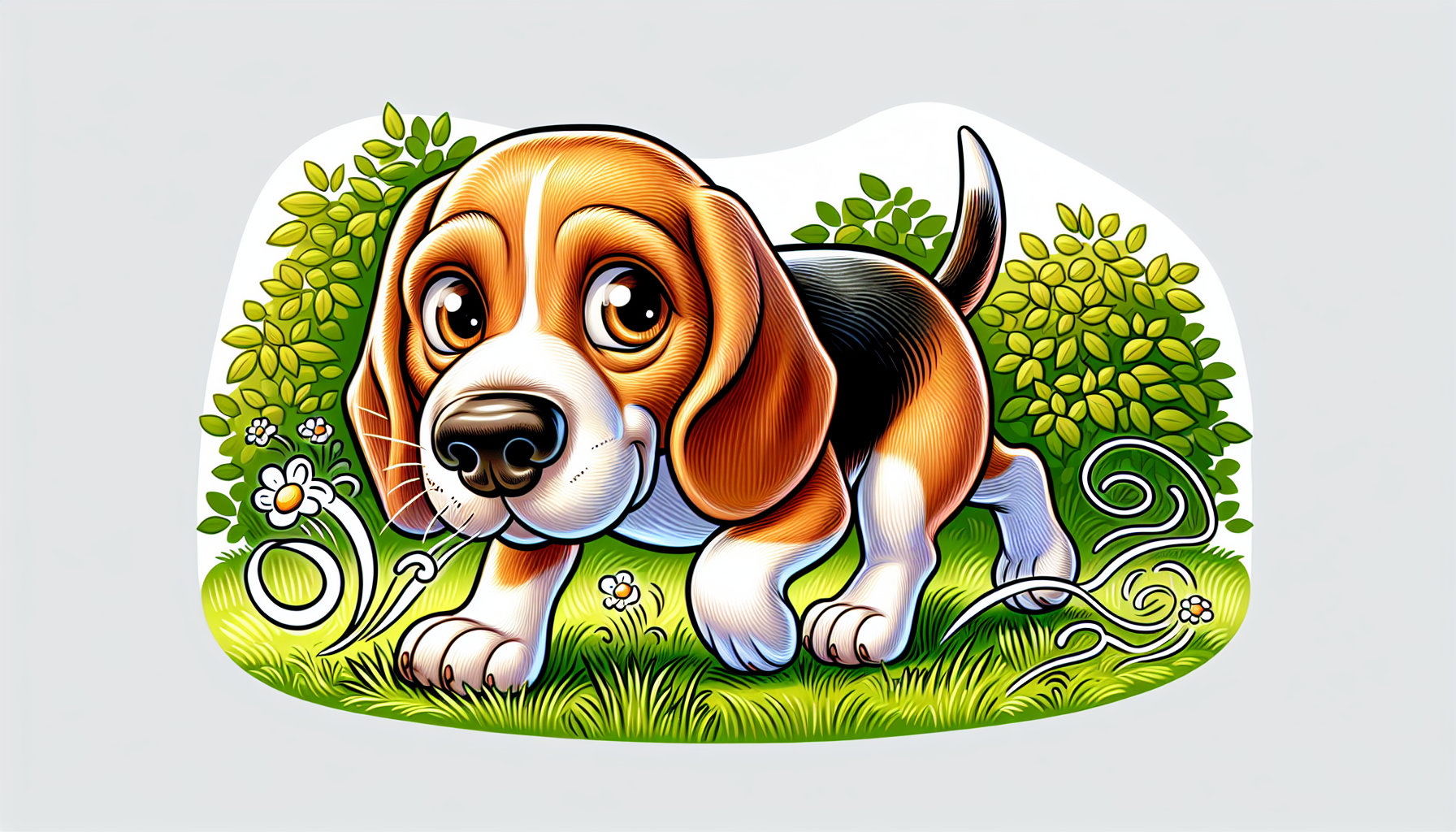 beagle sniffing the ground