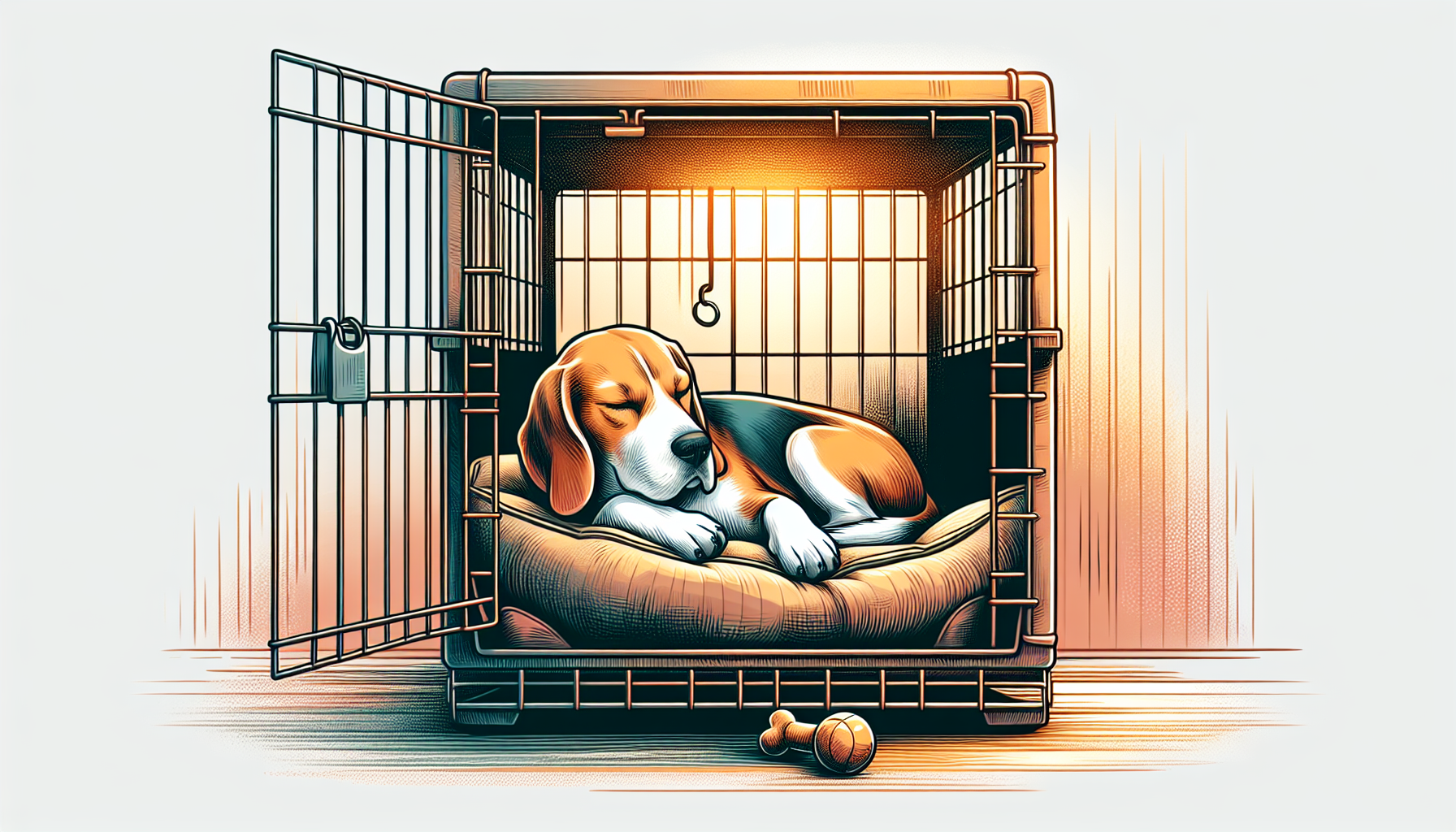 beagle resting inside a crate