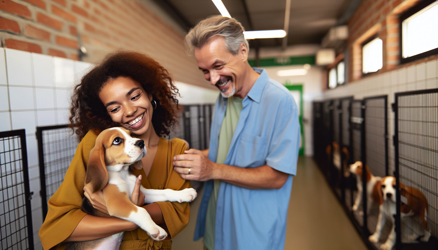 beagle puppy being adopted