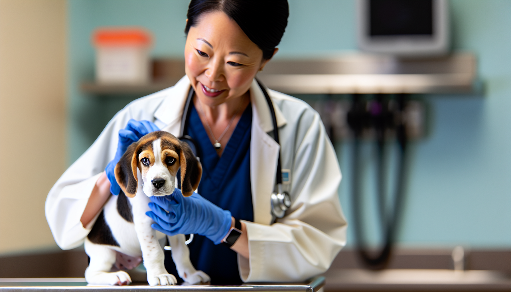 health testing on a beagle puppy